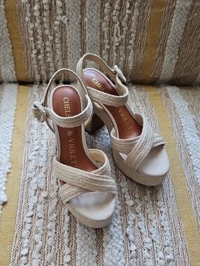 Chelsea & Violet Brianna Braided Espadrille Wedge Sandals